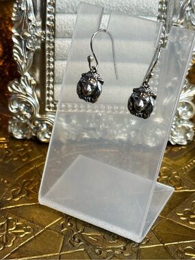 S925 Sterling Silver Lion Head Dangle Earrings